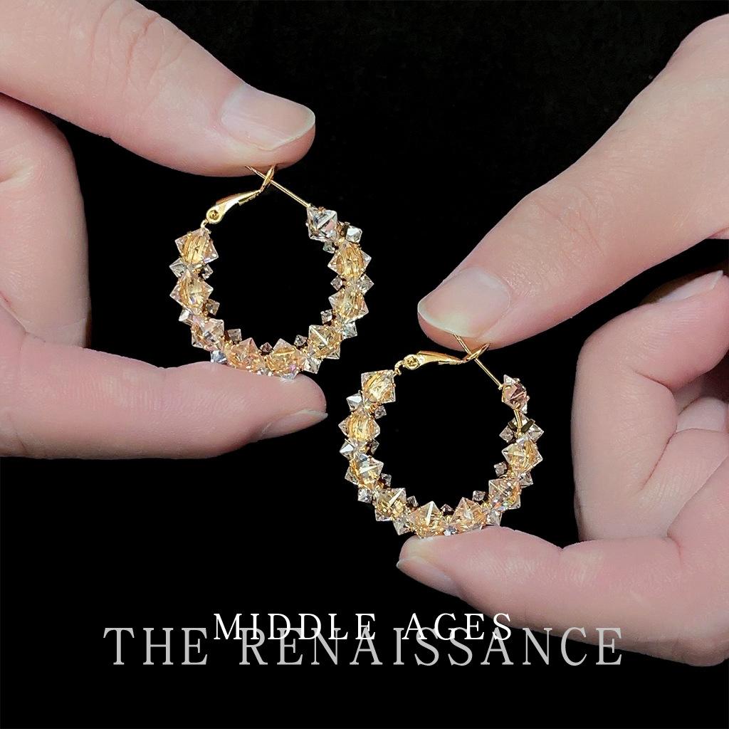 Geometric Ring Zircon Ear Buckles Court Earrings Vintage Earrings