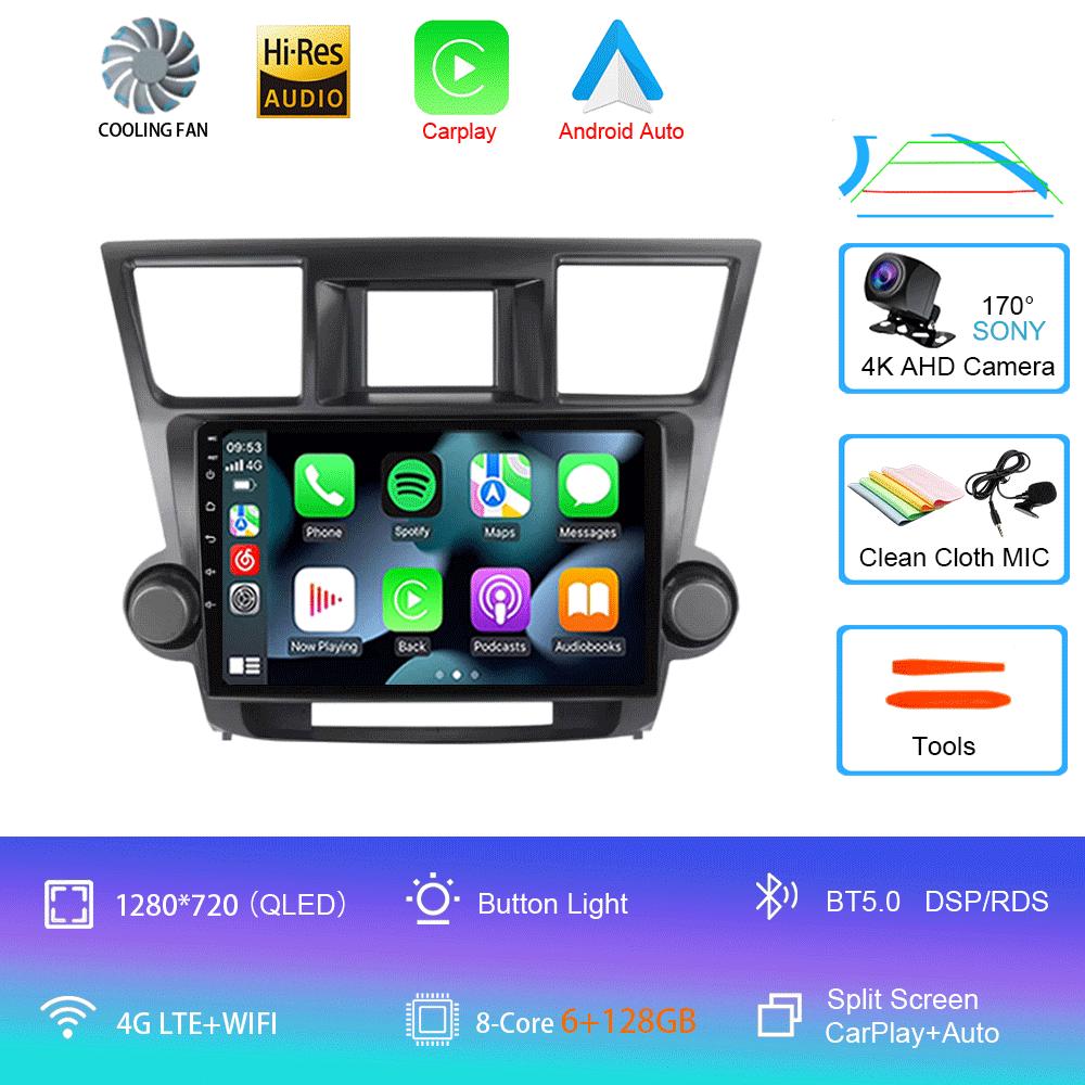 Android 14 Car Radio For Toyota Highlander 2 XU40 2007 - 2013 Multimedia Video Player Navigation GPS Carplay Android Auto 5G WIF