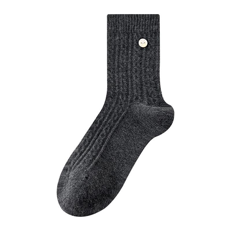 Women's Extra Thick Cable Knit Mid-Calf Socks in Trendy Gray - Cozy Autumn/Winter Japanese Style