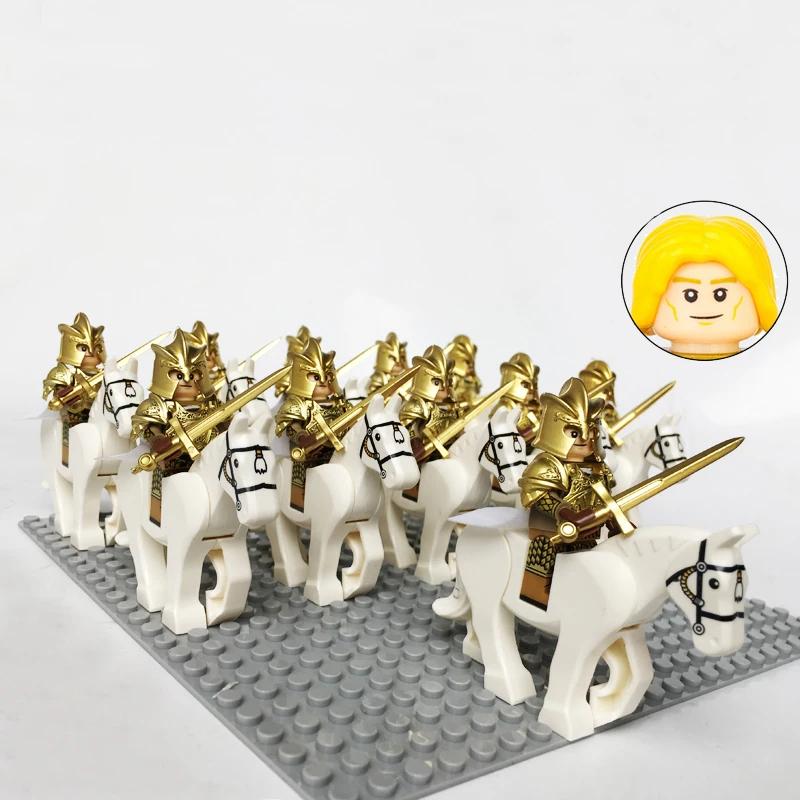 Medieval Roman Dynasty Commander Golden Warrior Spartan Solider Hawk Princess King Dragon Knight War Horse Figure Block Kids  Children Toy