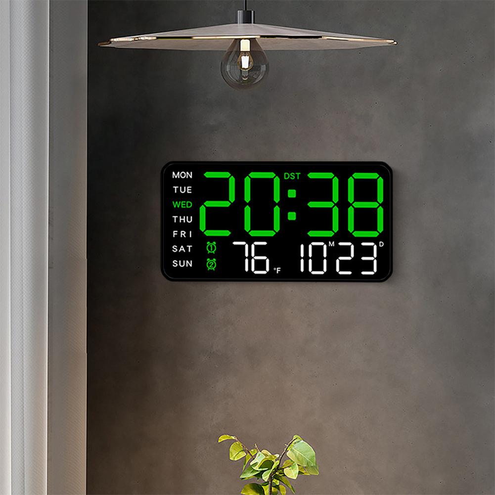 Digital Alarm Clock Bedside Alarm Clock Temperature/Date Display Boarderless Wall-mounted Clock Multifunctional for Home Office