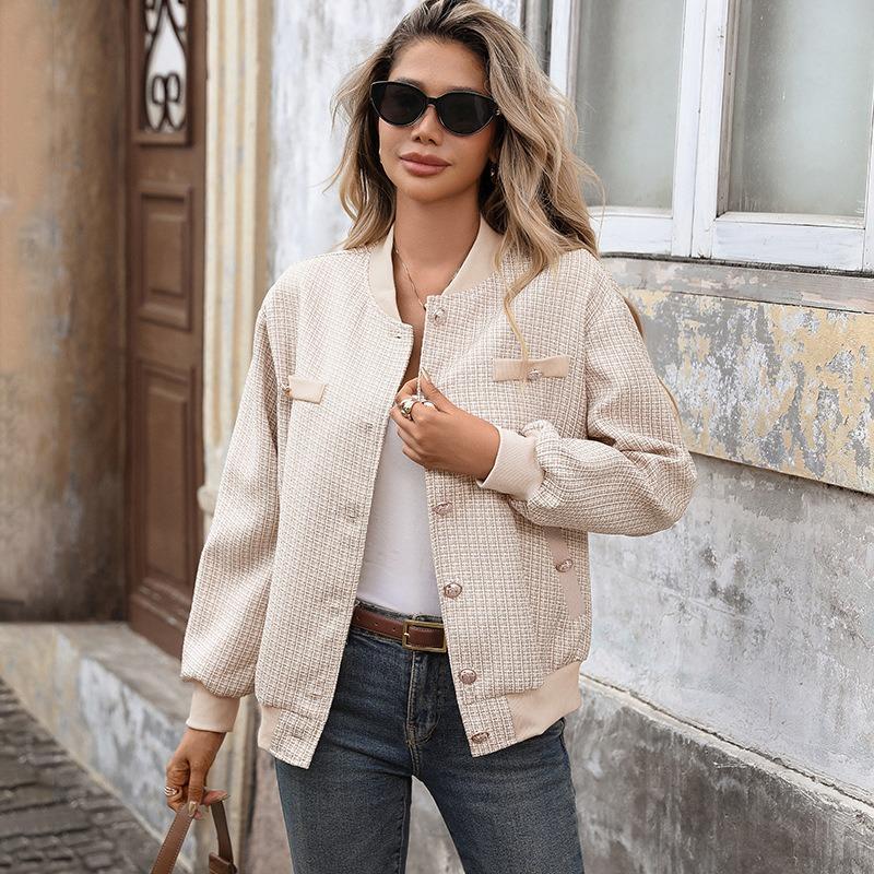 YYFS Women's Fashion Casual Plaid Print Autumn Winter Long Sleeve Jackets & Coats