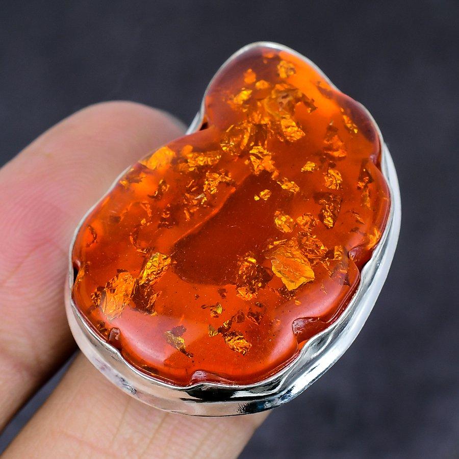 Baltic Amber Gemstone 925 Sterling Silver Jewelry Ring Size 9