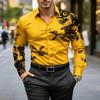 Men's Red Black Baroque Floral Print Long Sleeve Shirt Slim Fit Button Down Casual Business Dress Shirts