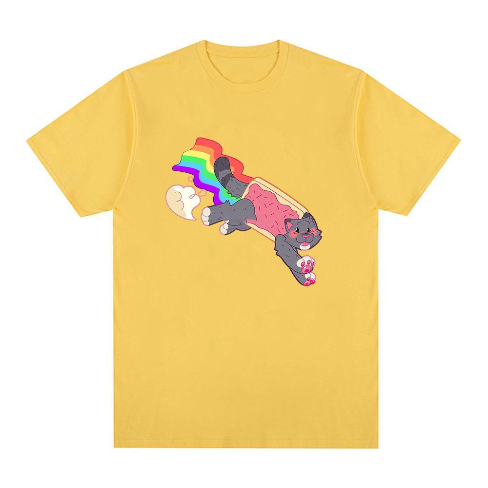 Cute Kawaii Nyan Rainbow Cat Funny Meme Tshirt Unisex Women Clothing Fashion Casual Cotton Tshirts Harajuku Short Sleeves T Shirt
