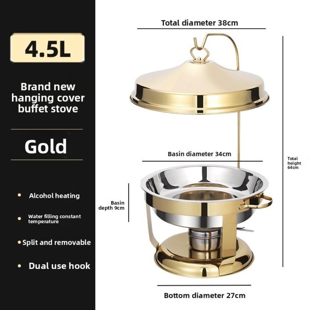 4.5/9L Warmer Food Chafing Dishes Stainless Steel Gold Buffet Dining Stove Insulation Hanging Cover Serving Tray Buffet Catering