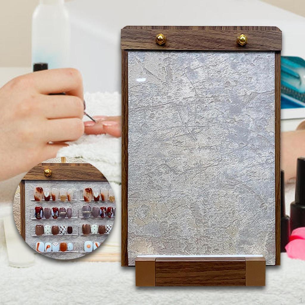Decorative Nail Display Stand, Tip Sampler, Wooden Stand for Home Manicure