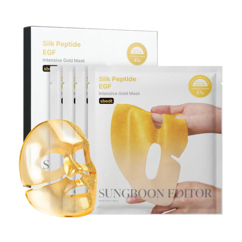 SUNGBOON EDITOR NEW Silk Peptide EGF Intensive Gold Mask 1 Box (4 Sheets) 4D Firming & Radiance Care