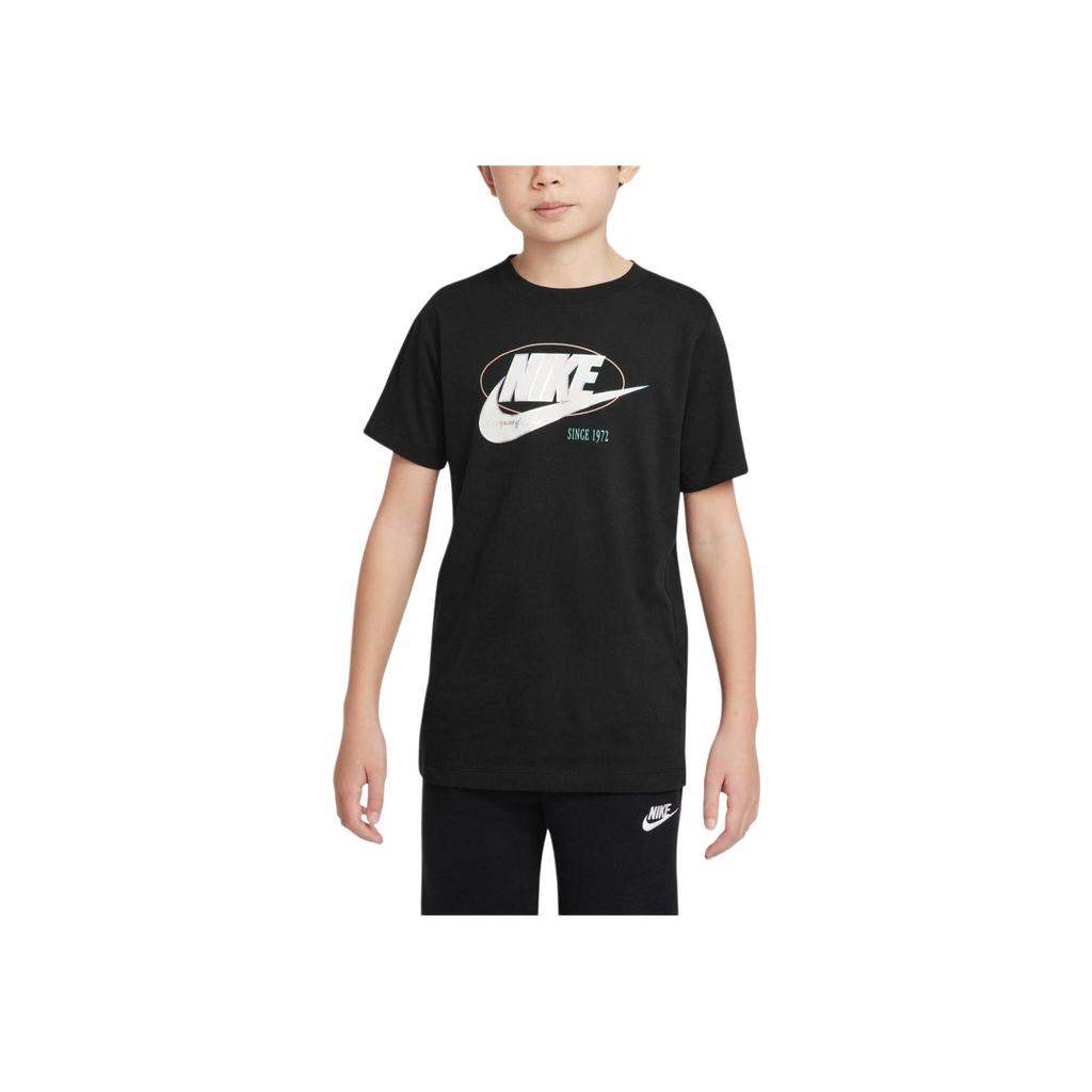 Nike Sportswear Amplify Letter Logo Digital Print Crew Neck Casual Short Sleeve T-Shirt Kids T-Shirts Black DR9672-010