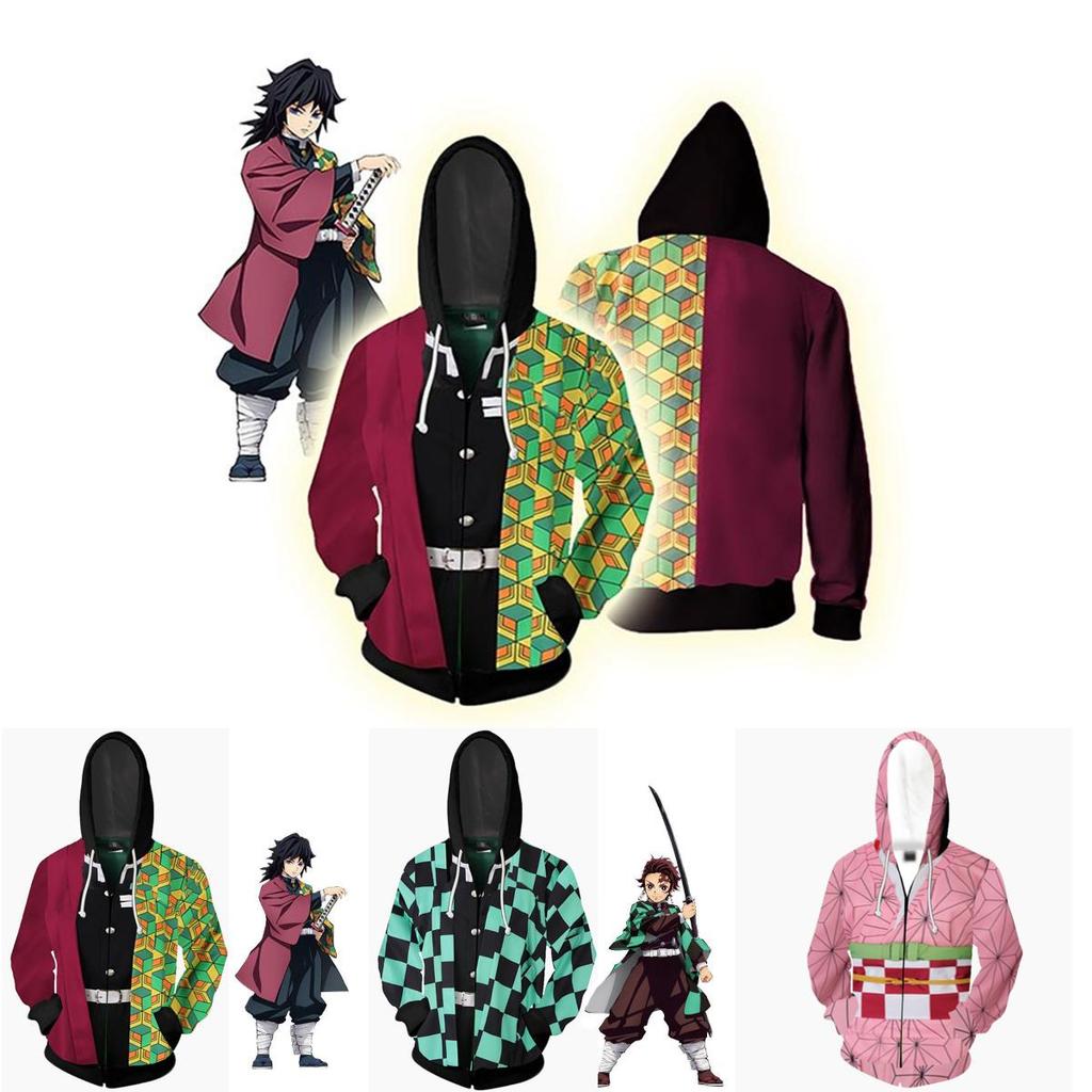 Demon Slayer Kimetsu No Yaiba Vibrant Soft Zipper Up Hoodie For Comfort
