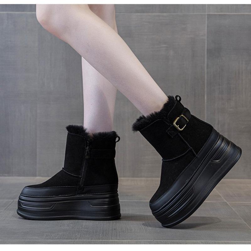 Thick-soled heightening snow boots women's Martin boots winter new velvet thickened large cotton shoes short boots