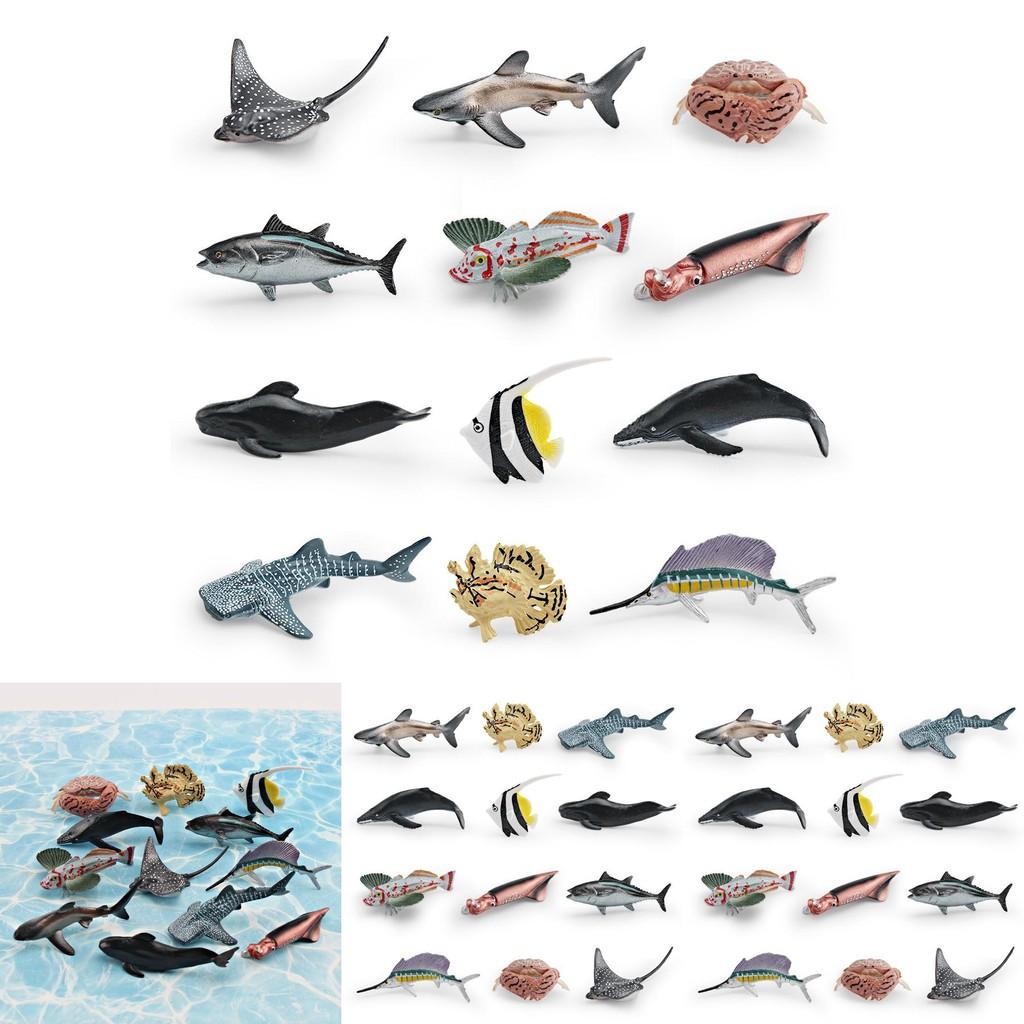 Simulated Deep Sea Ray Crab Squid Killer Whale Shark Model Desktop Ornament Set For Childrens Educational Playroom Decor