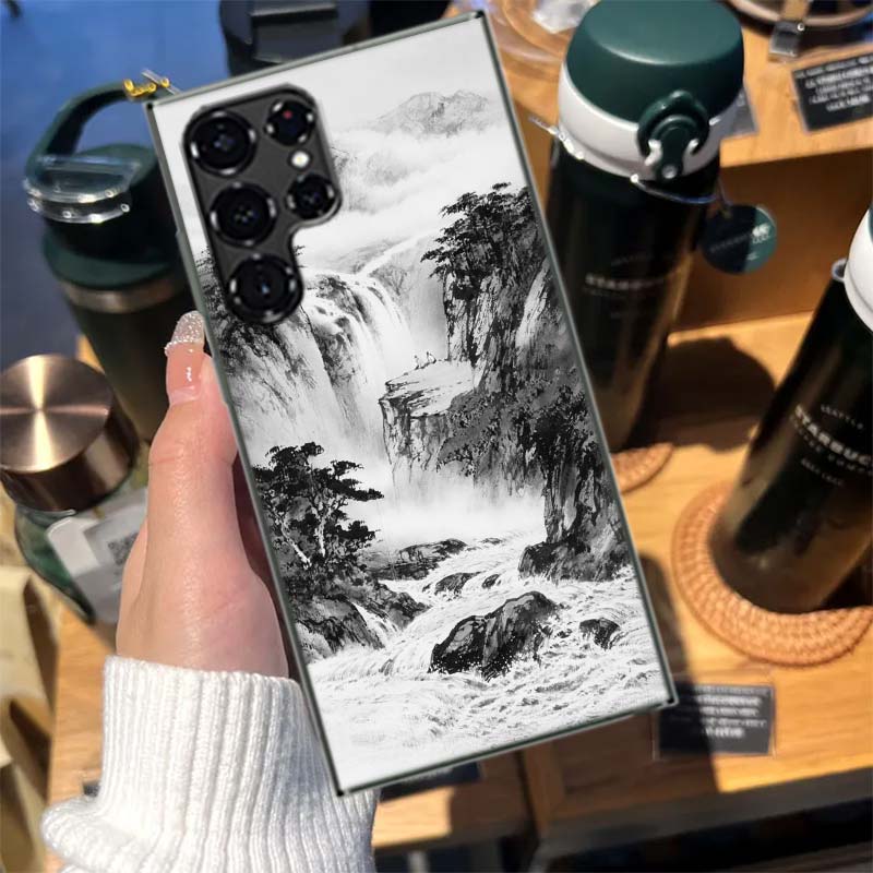 Chinese Style Ink Painting Art Cases Phone Case for Samsung Galaxy S26 Ultra S25 Edge S24 S23 FE S21 Plus S20 S22 S10 Cover TPU