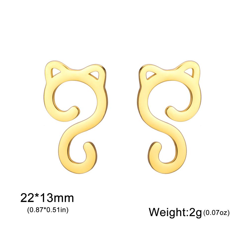 My Shape Cute Cat Stud Earrings for Girls Gifts Animals Lovers Lovely Kitten Earrings Stainless Steel Jewelry for Women Teen