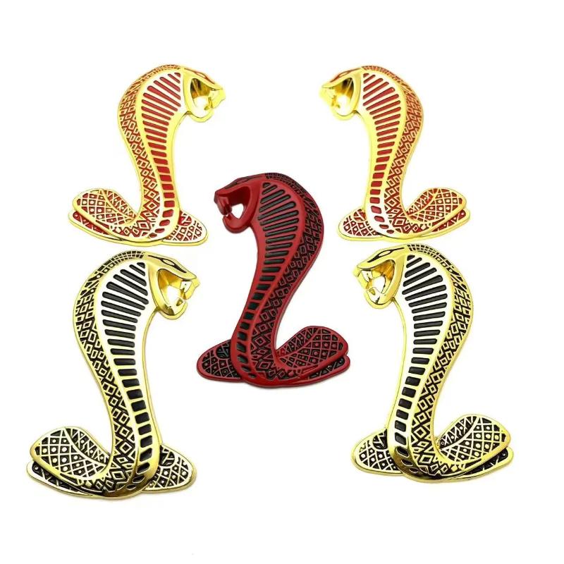 2x Snake Cobra Car Front Grille Emblem Side Fender Badge Rear Trunk Car Stickers Accessories