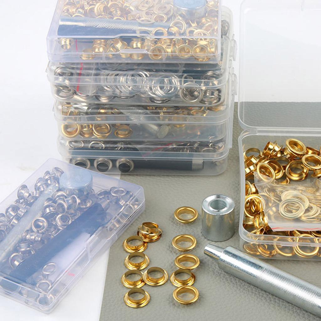 100Pieces 6mm/8mm/10mm Grommet Eyelets Assortment Kits with Tool Metal Eyelets Kits for Leathers Fabric Belt Clothes