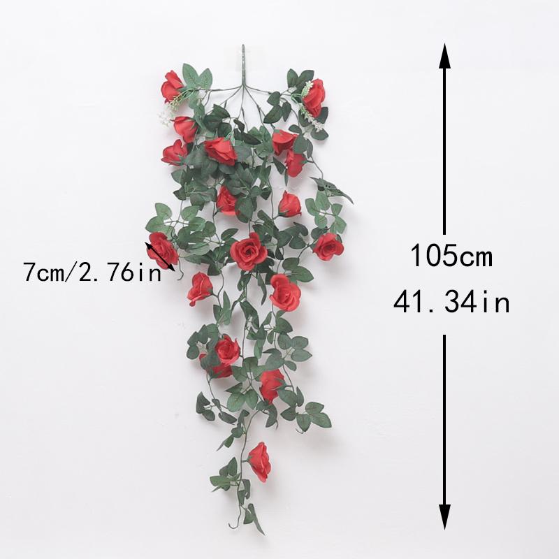 105cm Artificial Flowers Roses Rattan Fake Plants Vine Decoration Wall Hanging Home Decor Arch Accessories Wedding Room Wreath