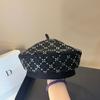 Luxury Beaded Beret High-Quality Autumn Winter Sparkle Versatile Anti-Aging Blossom Casual Painter Hat for Women