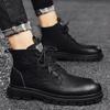 Martin Stiefel neue Herbst High-Top Britischer Stil Mid-Top Lederschuhe Plateau Schwarze Stiefel