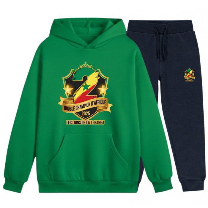 Kids' Football Tracksuit - NPZ - Senegal 2025 - Green - Hooded - Elasticated Waist Trousers