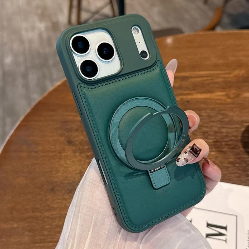 Business Leather Magnetic For Magsafe Bracket Stand Case For iPhone 17 16 Pro Max 15 14 13 12 Wireless Charging Silicone Cover