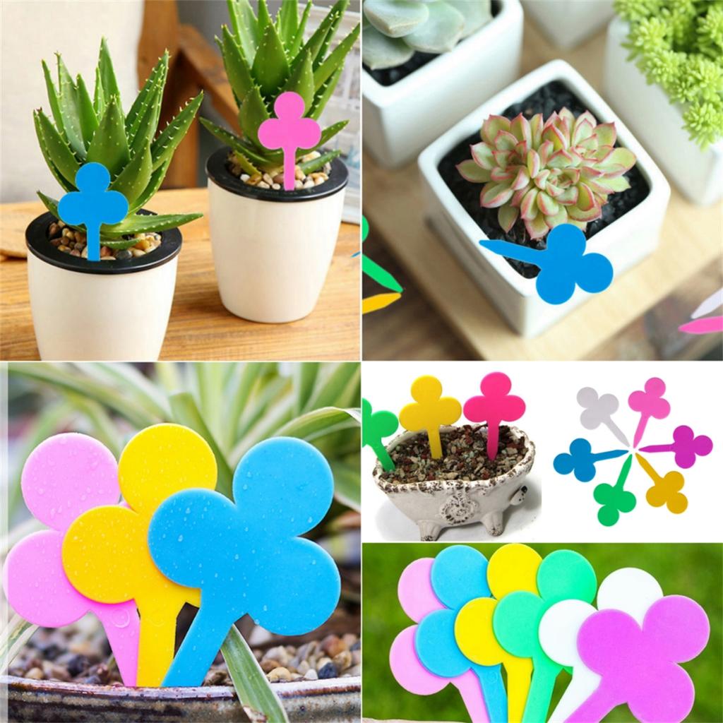 100Pcs Plant Labels Heart-shape Clover-Shape Waterproof Flower Herb Nursery Tags Garden Balcony Potted Plants Marking Signs