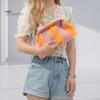 Summer Beach Clutch Women Handbag Colorblock Knitted Large Capacity Mouth Cosmetic Cellphone Color-blocked Keys Stoarge Pouch Lady Purse Compact