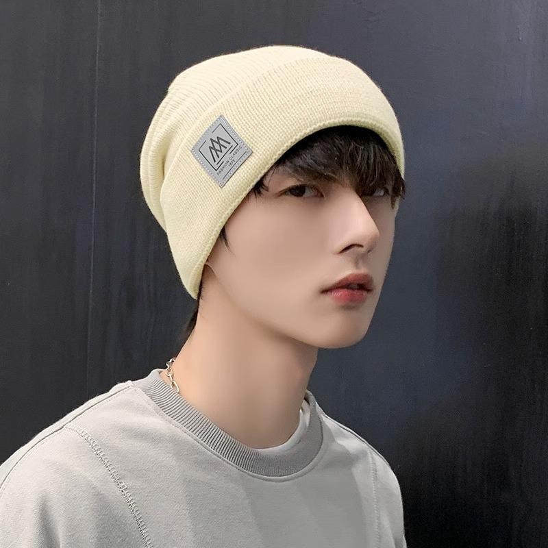 Hat Men's Autumn and Winter Warm Wool Hat Big Head Circumference Knitted Hat Trendy Brand Cotton Hat Velvet Men's Winter Cold Hat Women