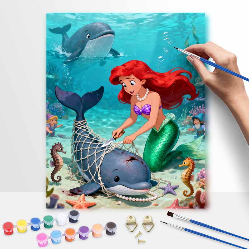 Disney Digital Oil Painting Diy Oil Painting Hand Painting Mermaid Dolphin Ocean Scene Living Room Bedroom Decoration Painting