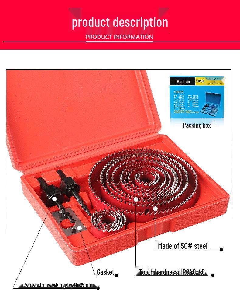 Multifunctional Woodworking Hole Opener: Wooden & Plastic Drill Bit Set for Drywall, Ceiling, and Downlight Installation