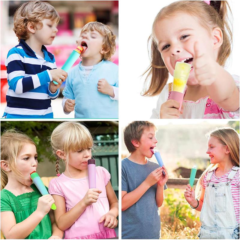 4Pcs Silicone Ice Cream Moulds Silicone Popsicle Mold Set with Lid Reusable 100ml Ice Lolly Pop Mould Popsicle Ice Lolly Maker