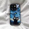 Case for Xiaomi 14 Pro Anime Black Cat Starry Cloud Print Phone Cover Acrylic Hard Back Shell With Flexible TPU Edge