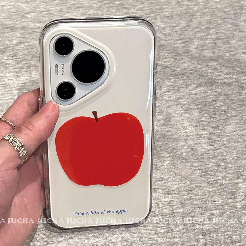 

Compatible with Huawei Pura80 Pro+ Phone Case - Artistic Niche, Simple English, Red Apple Design Huawei Pura 70