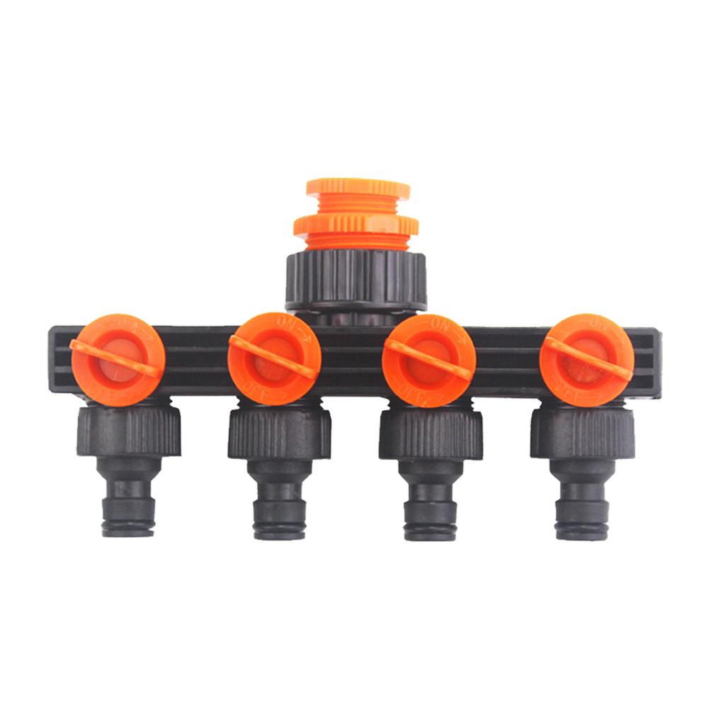 4-Way Garden Tap Water Splitter 1/2" 3/4" Female Thread Garden Hose Connector Four Independent Switches for Home Lawn Irrigation