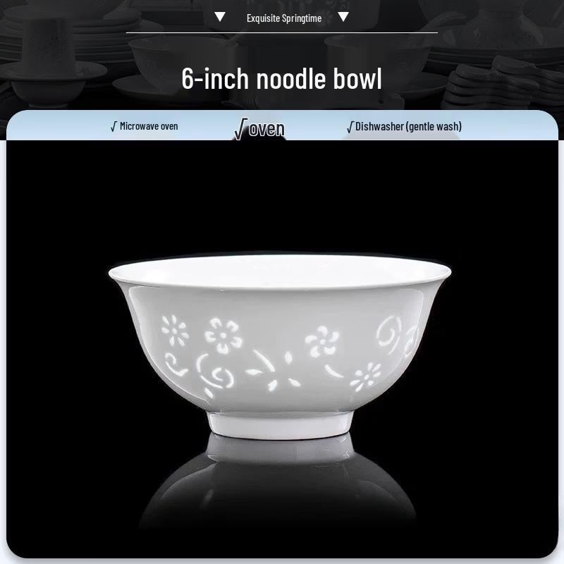 

Yipan White Porcelain Underglaze Spring Noodle Bowl