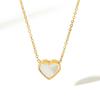 18K Gold Opal Heart Pendant Necklace - Stainless Steel, Light Luxury, Non-Fading, Versatile Women's Jewelry
