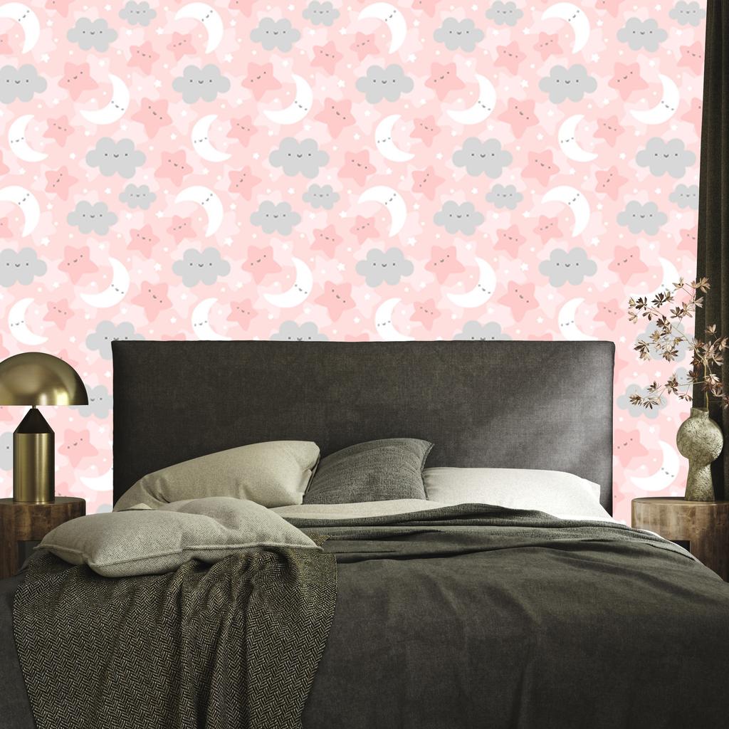 Joyful Stars, Clouds and Moons Wallpaper for Living Room and Bedroom 50x1000