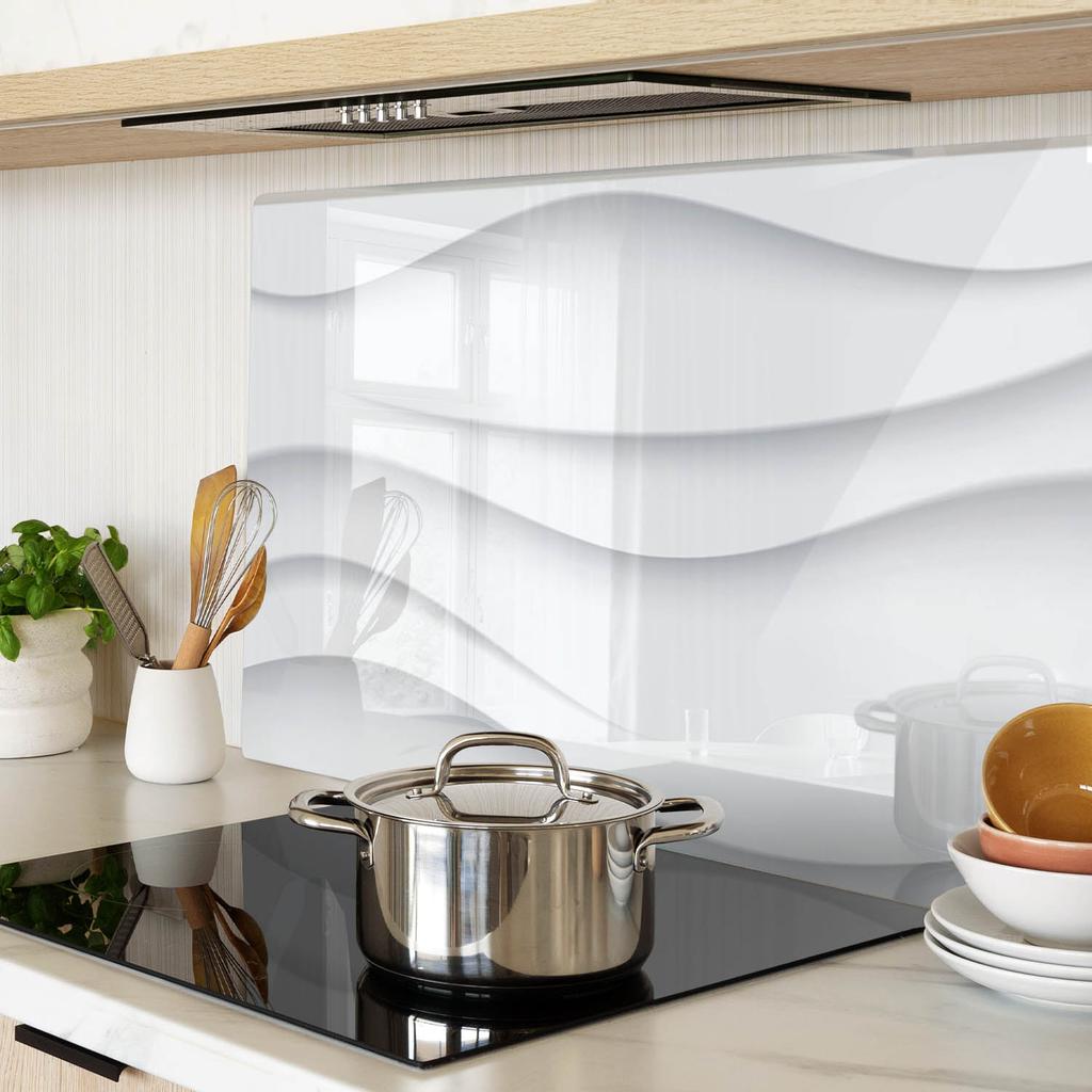 Tempered Multifunctional Decorative Glass Board Abstract Wave Pattern 80x52 cm