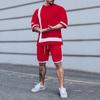 Conjunto de Camiseta para Hombre LISM Moda Verano Hombre Chándal Oversize Casual Camiseta de Rayas Pantalón Corto Traje Ropa de Hombre Dos Piezas Ropa Deportiva