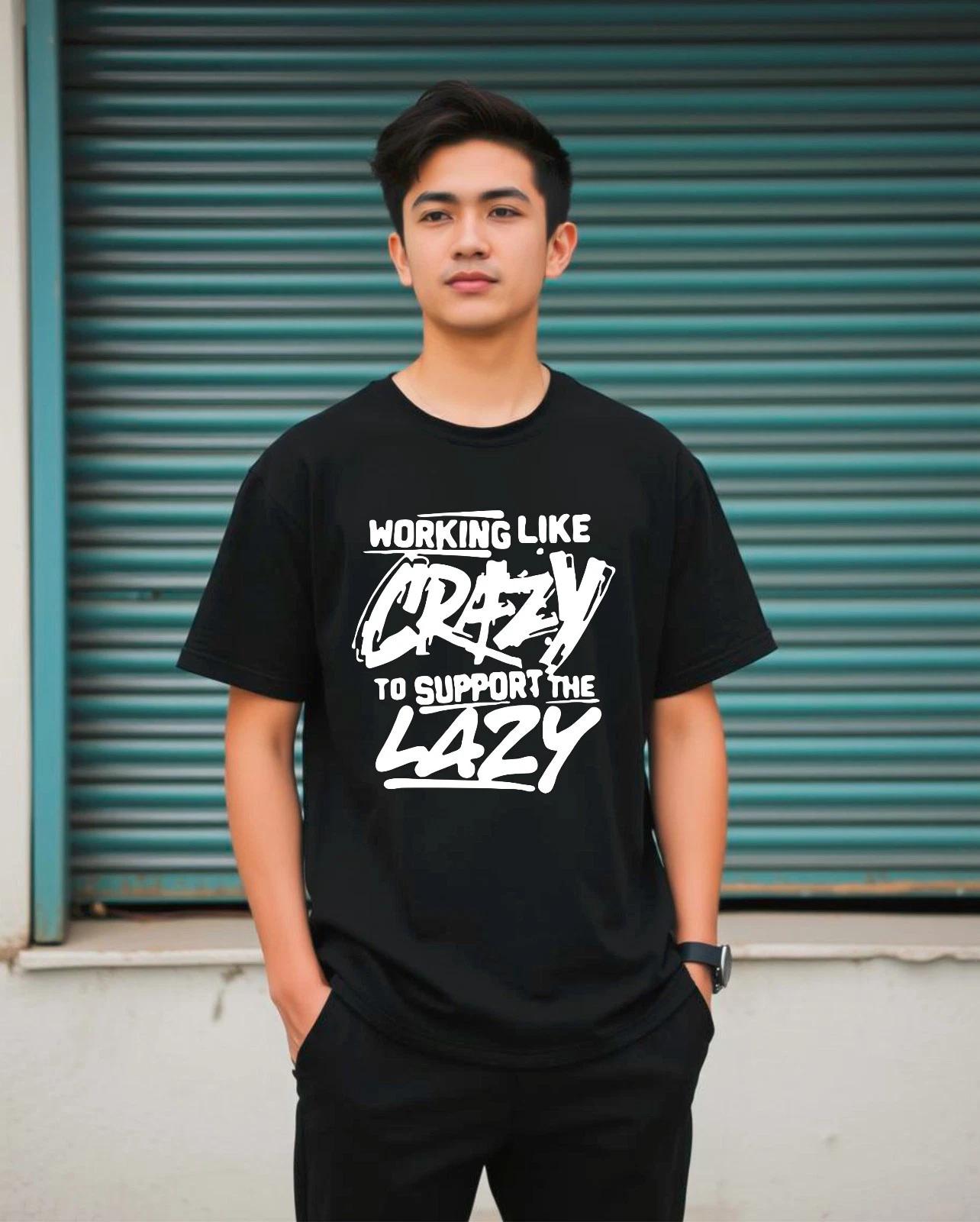 Working Like Crazy To Support The Lazy Vintage Men s Funny Dad Joke T-Shirt M
