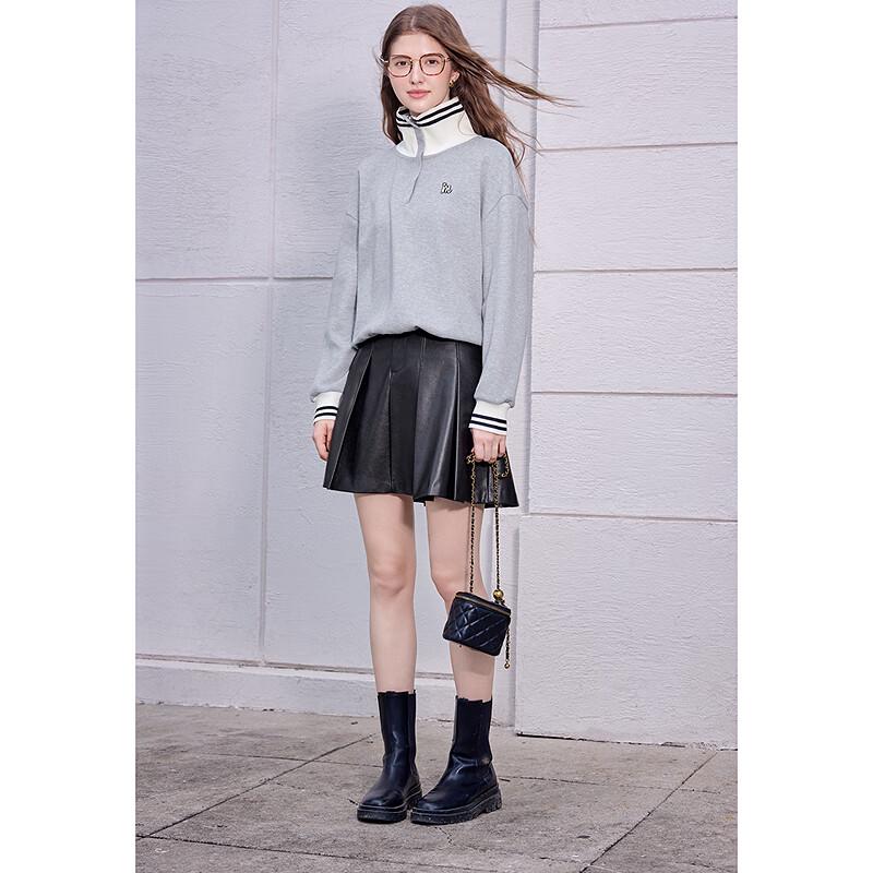 Betu Women's Casual Color-Block Collar Long Sleeve Sweatshirt