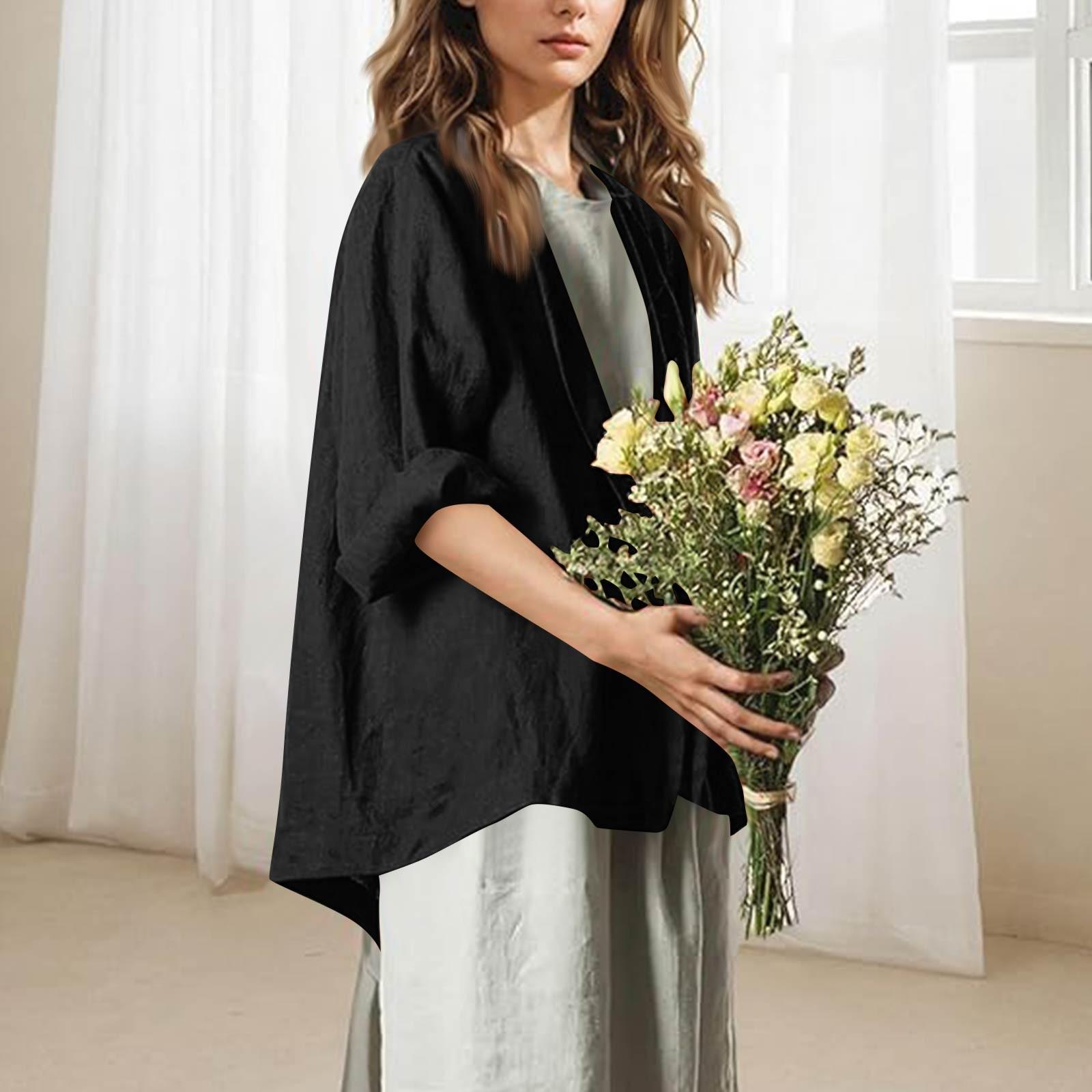 

Женское повседневное рабочее пальто с длинным рукавом и V-образным вырезом на одной пуговице, однотонное M чёрный