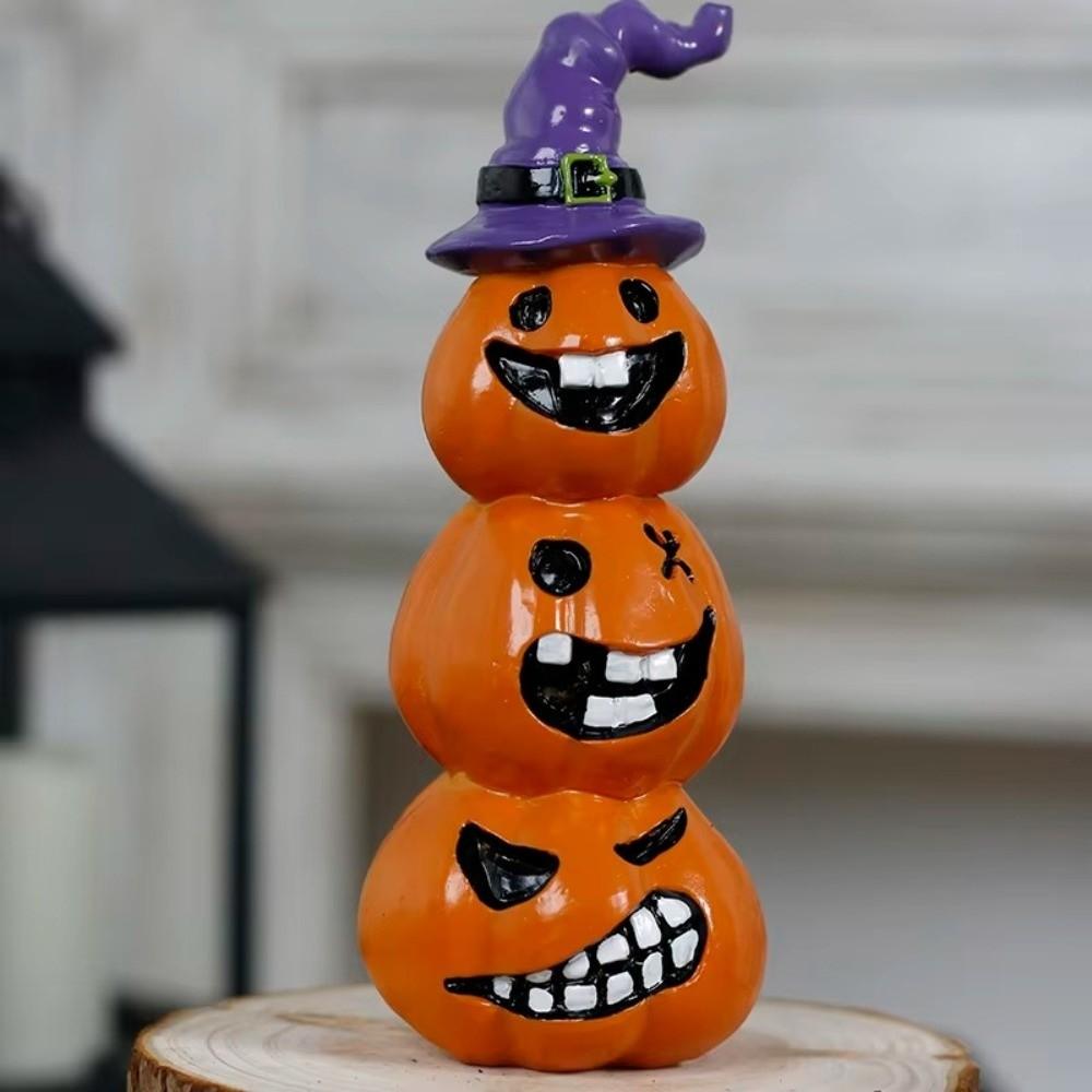 Cartoon Pumpkins Figurine Resin 3D Printed Statue Creative Halloween Miniature Dashboard