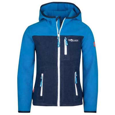 Trollkids Kids Stavanger Jacket Fleece Jacket for Children with a Hood Zip-up Blue (706-160)