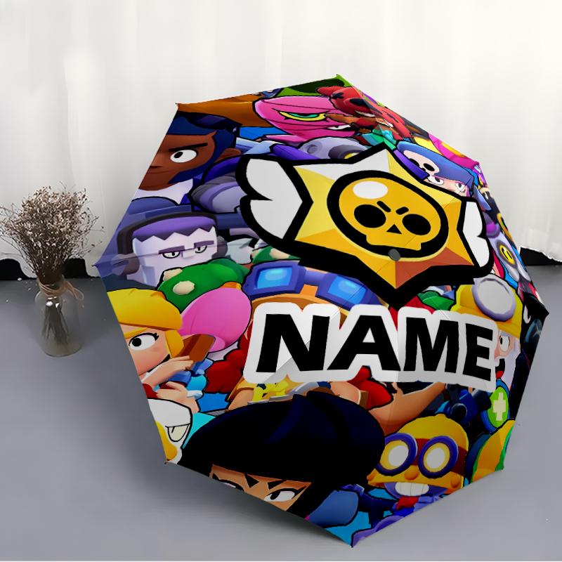 Personalized Name B-Brawl Stars Print Umbrella - Automatic Open/Close, Eight-Rib Durable Frame, Automatic Folding Umbrella