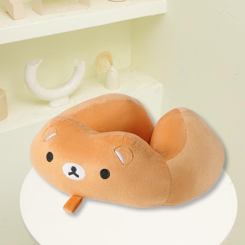 Cute Cartoon Neck Pillow for Travel - U-Shaped Cervical Support for Airplane & Train Nap