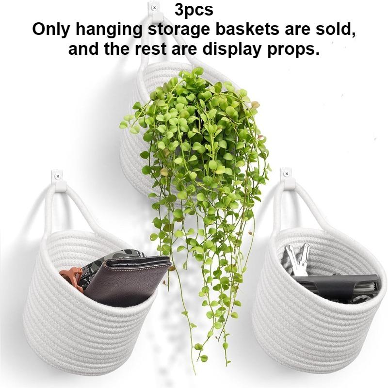 3pcs Woven Flower Basket Plant Pot Hanging Basket Cute Hanging Basket Hanging Storage Basket Organizer
