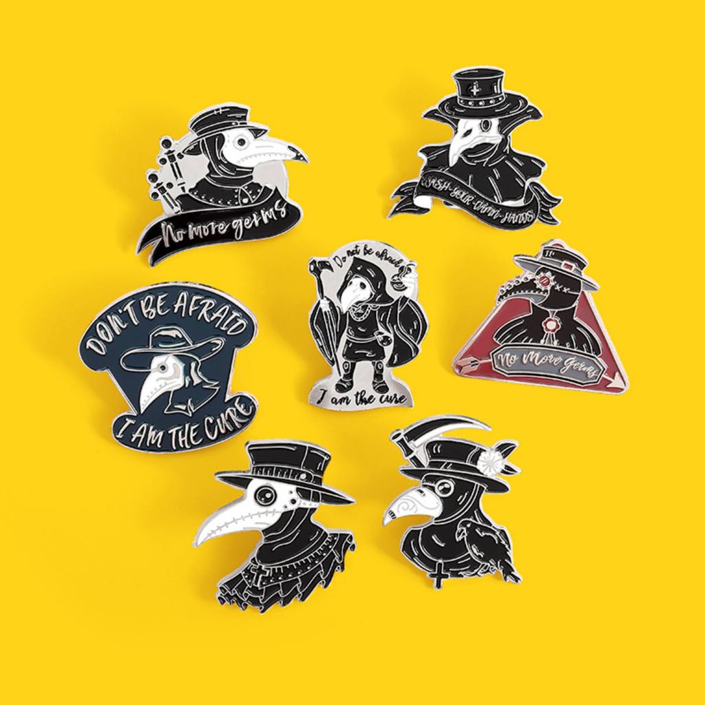 Cartoon Animal Brooch Buckle English Sentence Personality Letter Shape Paint Badge