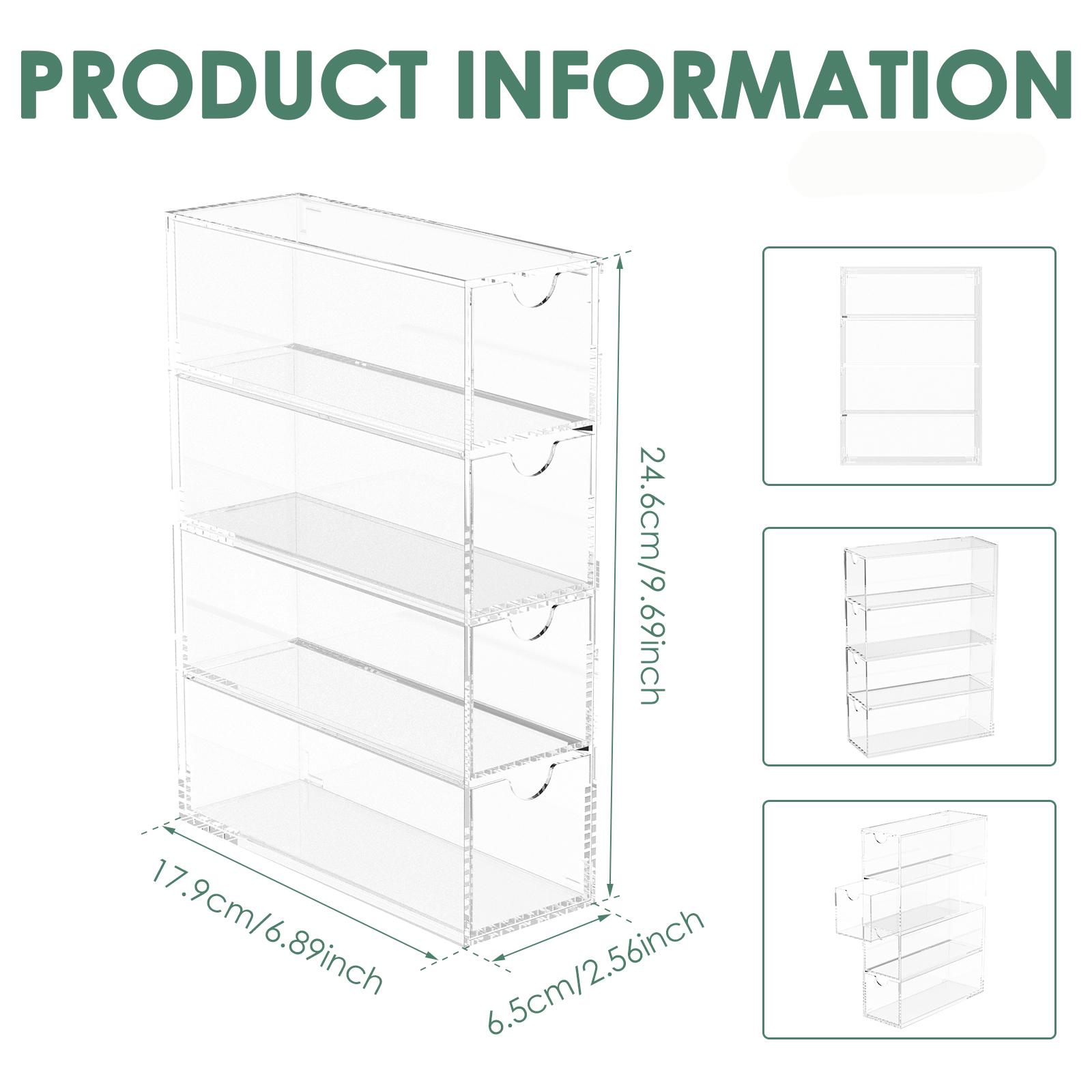 

1/2Pcs 4 Tier Acrylic Glasses Organizer Display Box Transparent Stackable Women s Glasses Watch Jewelry Storage Box With Drawer 1Pcs