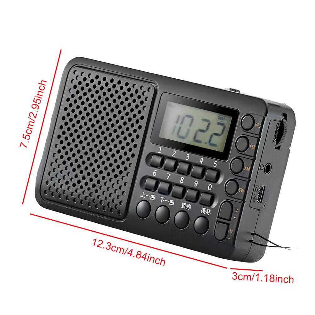 Portable FM/AM/SW Receiver with LED Screen Display Pocket Radio Support TF Card USB Drive Gifts for Seniors Elderly